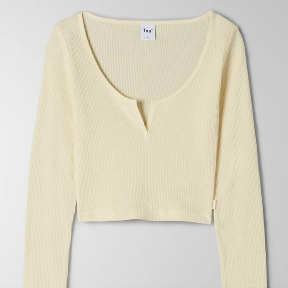 Tna Waffle Scoop neck Long Sleeve - Butter Yellow - Picture 1 of 4